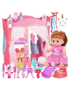 Juego de Muñecas PROOU 37PCS con Armario y Cama