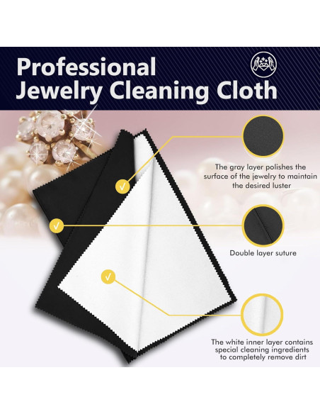 Paño de limpieza de joyas MUZIYU 10 Pcs 15x20 cm Plata