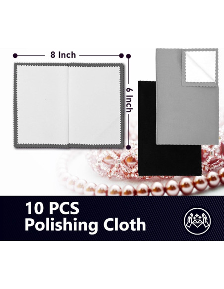 Paño de limpieza de joyas MUZIYU 10 Pcs 15x20 cm Plata