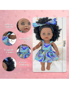 Muñeca Negra Nice2you 25.4 cm Realista para Niñas 2