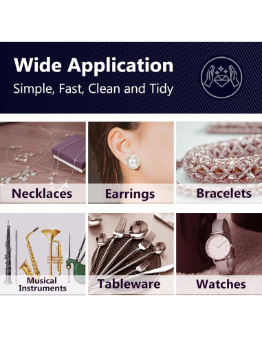 Paño de limpieza de joyas MUZIYU 10 Pcs 15x20 cm Plata