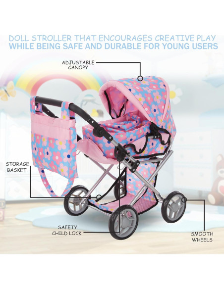 Carrito de Muñeca Dolls To Play 3 en 1 Azul Ajustable