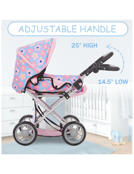 Carrito de Muñeca Dolls To Play 3 en 1 Azul Ajustable