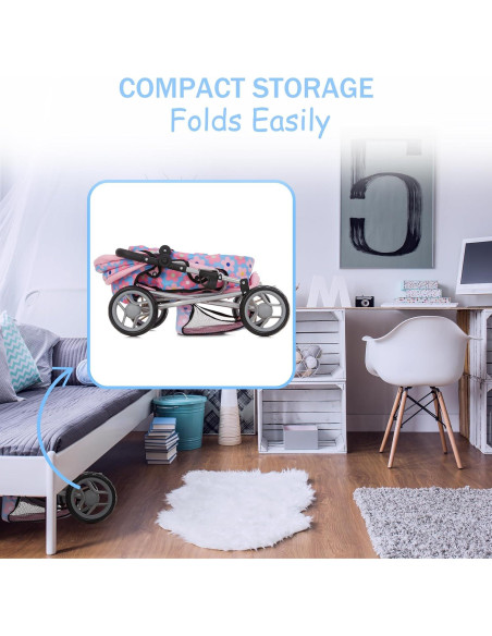 Carrito de Muñeca Dolls To Play 3 en 1 Azul Ajustable