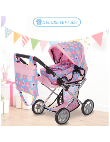 Carrito de Muñeca Dolls To Play 3 en 1 Azul Ajustable