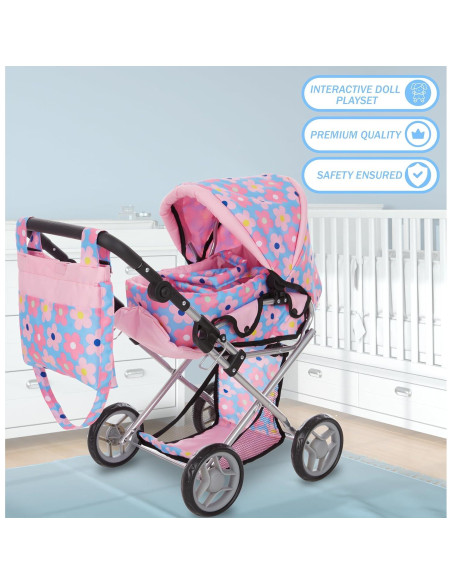 Carrito de Muñeca Dolls To Play 3 en 1 Azul Ajustable