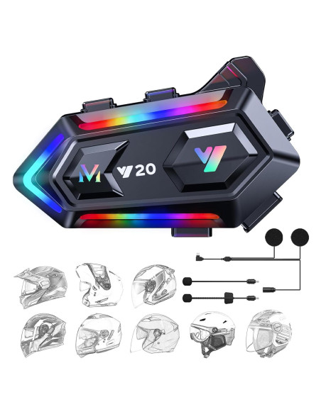 Altavoces para Casco de Motocicleta FEYA Y20 con Luz RGB