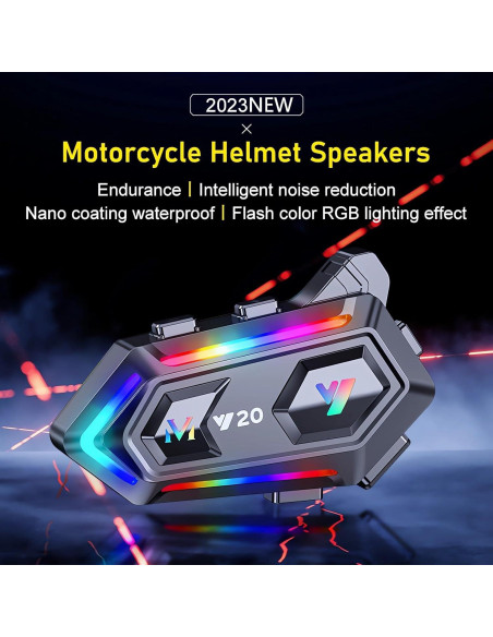 Altavoces para Casco de Motocicleta FEYA Y20 con Luz RGB