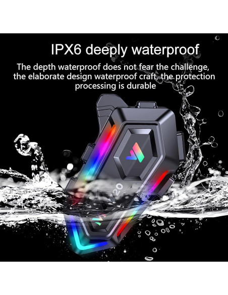 Altavoces para Casco de Motocicleta FEYA Y20 con Luz RGB