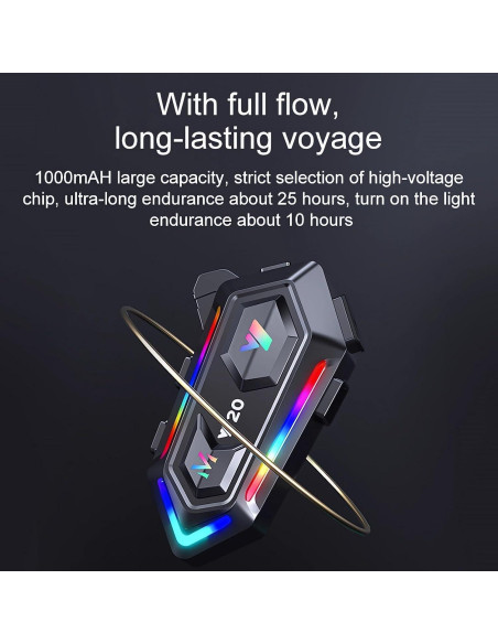 Altavoces para Casco de Motocicleta FEYA Y20 con Luz RGB