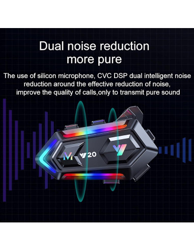 Altavoces para Casco de Motocicleta FEYA Y20 con Luz RGB