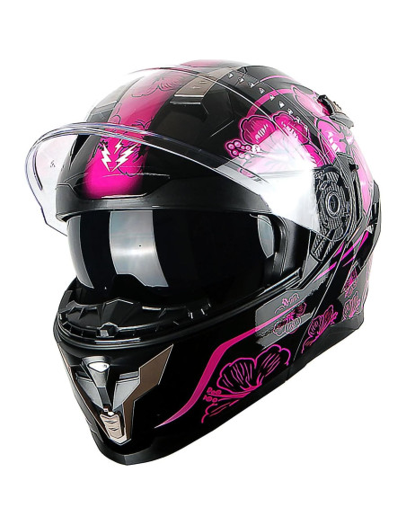 Casco Modular 1Storm HJA119 para Motocicleta S Flor Púrpura Casco Modular 1Storm HJA119 para Motocicleta S Flor Púrpura