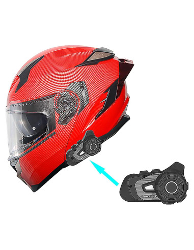 Casco Modular 1Storm HJA119 XL Fibra Carbono Roja + Bluetooth