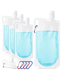 Maxdot 4 Botellas de Agua Colapsables 1L con Clip para Camping