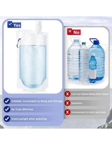 Maxdot 4 Botellas de Agua Colapsables 1L con Clip para Camping