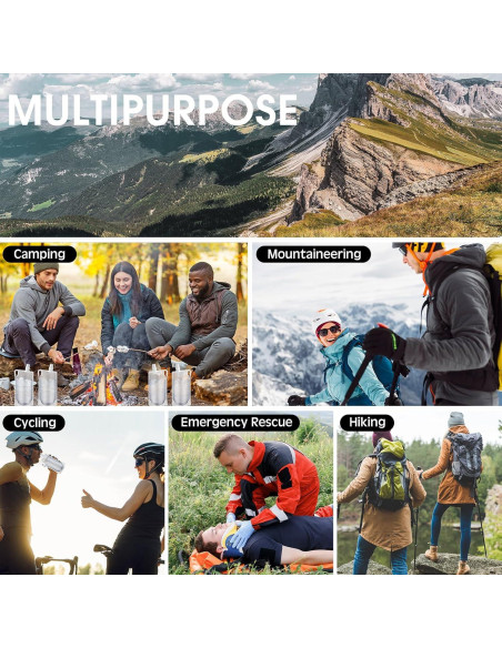 Maxdot 4 Botellas de Agua Colapsables 1L con Clip para Camping