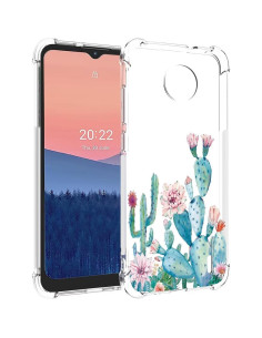 Funda protectora TPU clara floral para Nokia C21 C20 C10 2