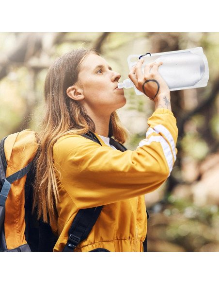 Maxdot 4 Botellas de Agua Colapsables 1L con Clip para Camping