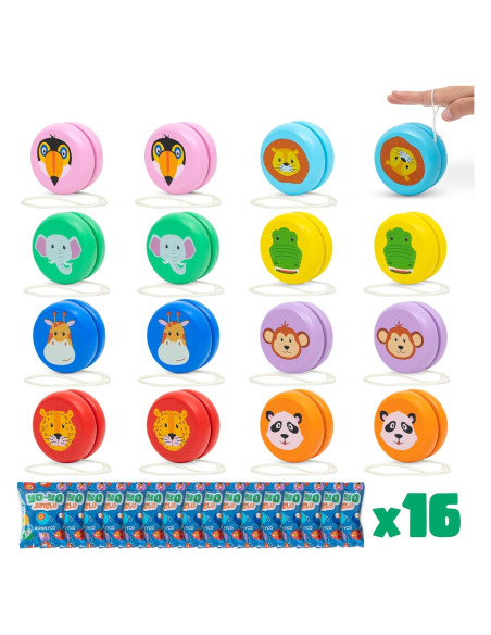 Paquete 16 Yo-Yos de Madera Selva Bonnyco para Niños
