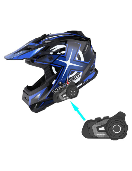 Casco 1Storm HF801 Bluetooth Motocross Adulto Azul