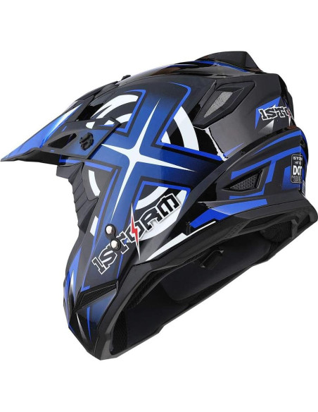 Casco 1Storm HF801 Bluetooth Motocross Adulto Azul