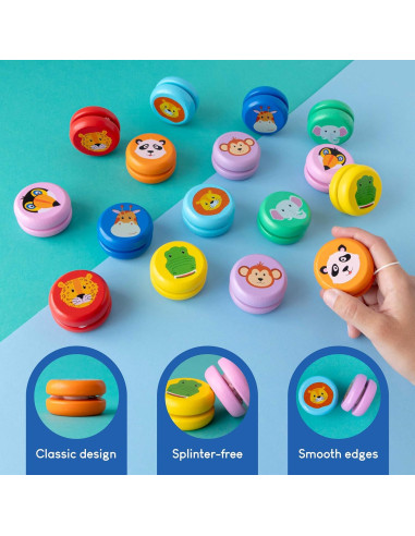 Paquete 16 Yo-Yos de Madera Selva Bonnyco para Niños