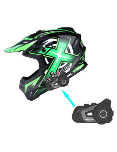 Casco de Motocross 1Storm HF801 Bluetooth Verde Adulto