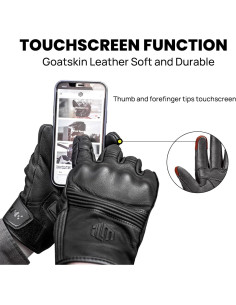 Guantes de Motocicleta ILM DN01 de Cuero para Adultos, Negro 2
