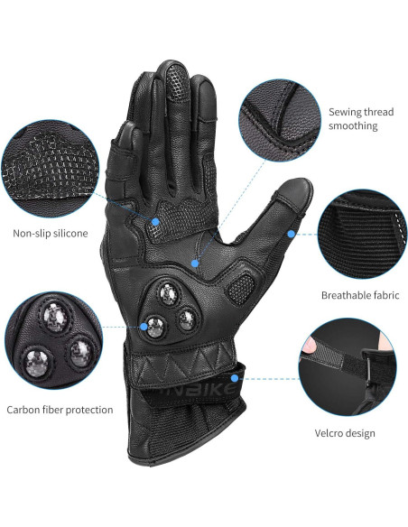 Guantes de motocicleta INBIKE X-Large con protección y táctil