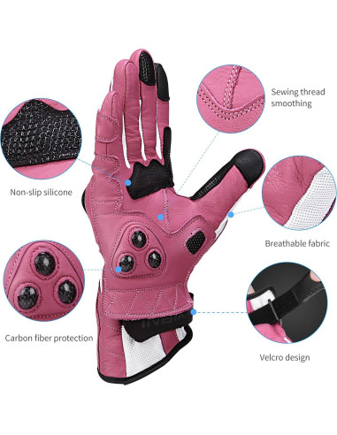 Guantes de motocicleta INBIKE con nudillos duros rosa pequeño