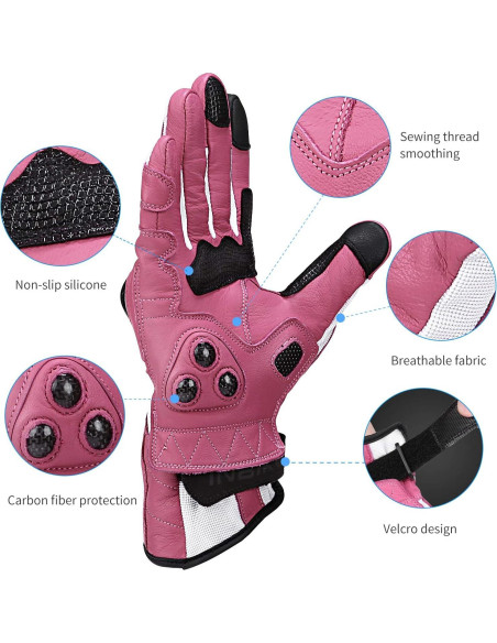 Guantes de motocicleta INBIKE con nudillos duros rosa pequeño