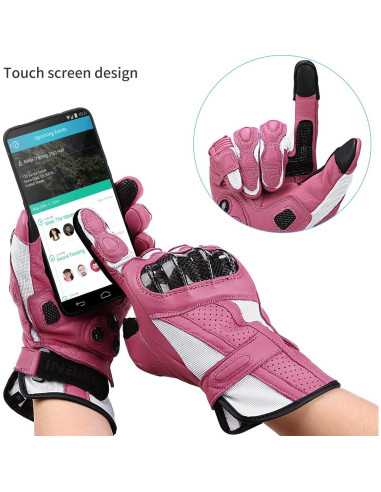 Guantes de motocicleta INBIKE con nudillos duros rosa pequeño