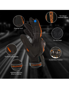 Guantes de Motocicleta BIHAIZG Naranja Talla X-Large 2
