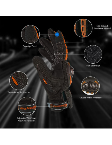 Guantes de Motocicleta BIHAIZG Naranja Talla X-Large