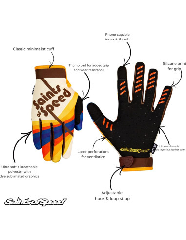 Guantes de Motocross Saints of Speed 70's X-Large Transpirables
