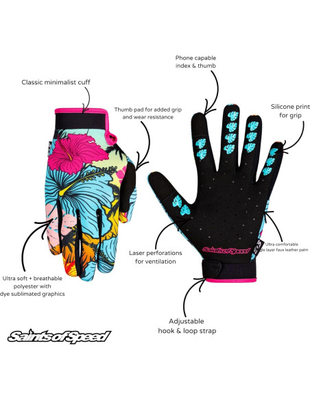 Guantes de Motocross Saints of Speed Aloha, Talla Pequeña Guantes de Motocross Saints of Speed Aloha, Talla Pequeña