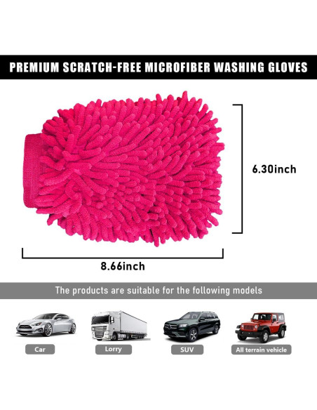 Guantes de Limpieza Gasedin para Autos Chenille Rosa