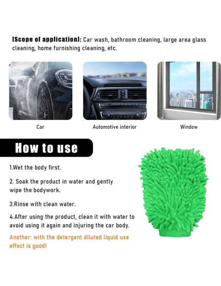 Guantes de Limpieza Chenille Gasedin para Autos Verde