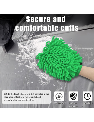 Guantes de Limpieza Chenille Gasedin para Autos Verde