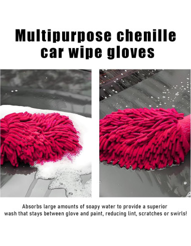 Guantes de Limpieza Gasedin para Autos Chenille Rosa
