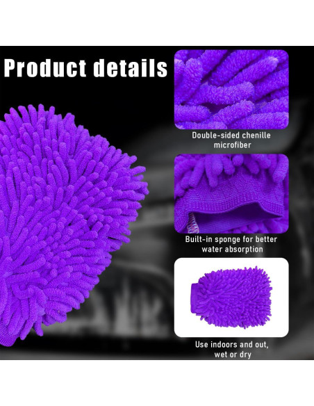 Guantes de Limpieza Gasedin para Autos Chenille Púrpura
