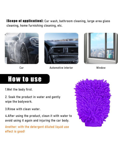 Guantes de Limpieza Gasedin para Autos Chenille Púrpura