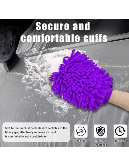 Guantes de Limpieza Gasedin para Autos Chenille Púrpura