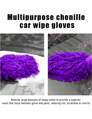 Guantes de Limpieza Gasedin para Autos Chenille Púrpura