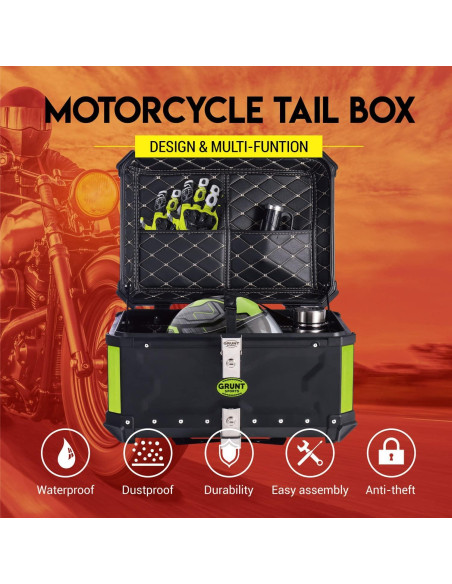 Caja de Cola de Motocicleta Letusto 55L Aluminio Impermeable