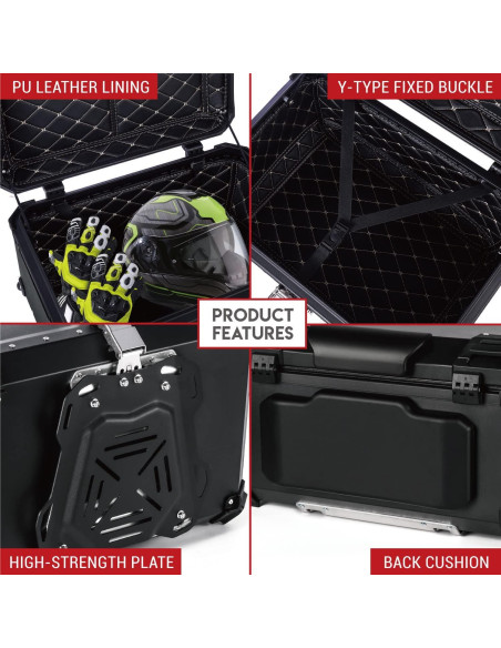 Caja de Cola de Motocicleta Letusto 45L Aluminio Impermeable