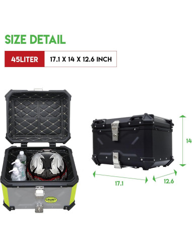 Caja de Cola de Motocicleta Letusto 45L Aluminio Impermeable