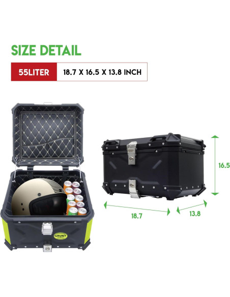 Caja de Cola de Motocicleta Letusto 55L Aluminio Impermeable