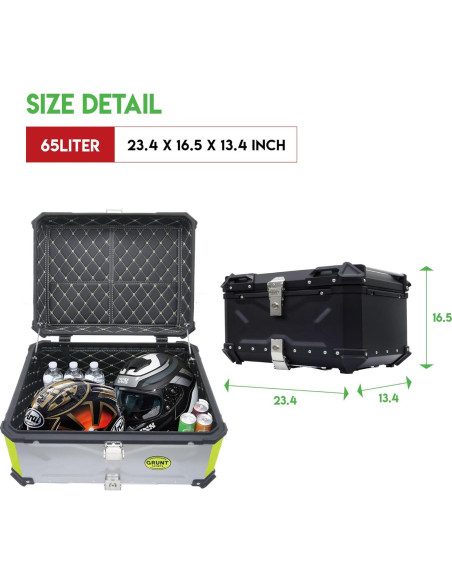 Caja de Cola de Motocicleta Letusto 65L Aluminio Impermeable