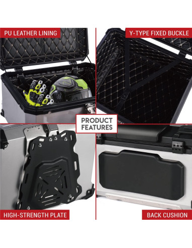 Caja de Cola de Motocicleta Letusto 55L Aluminio Plata